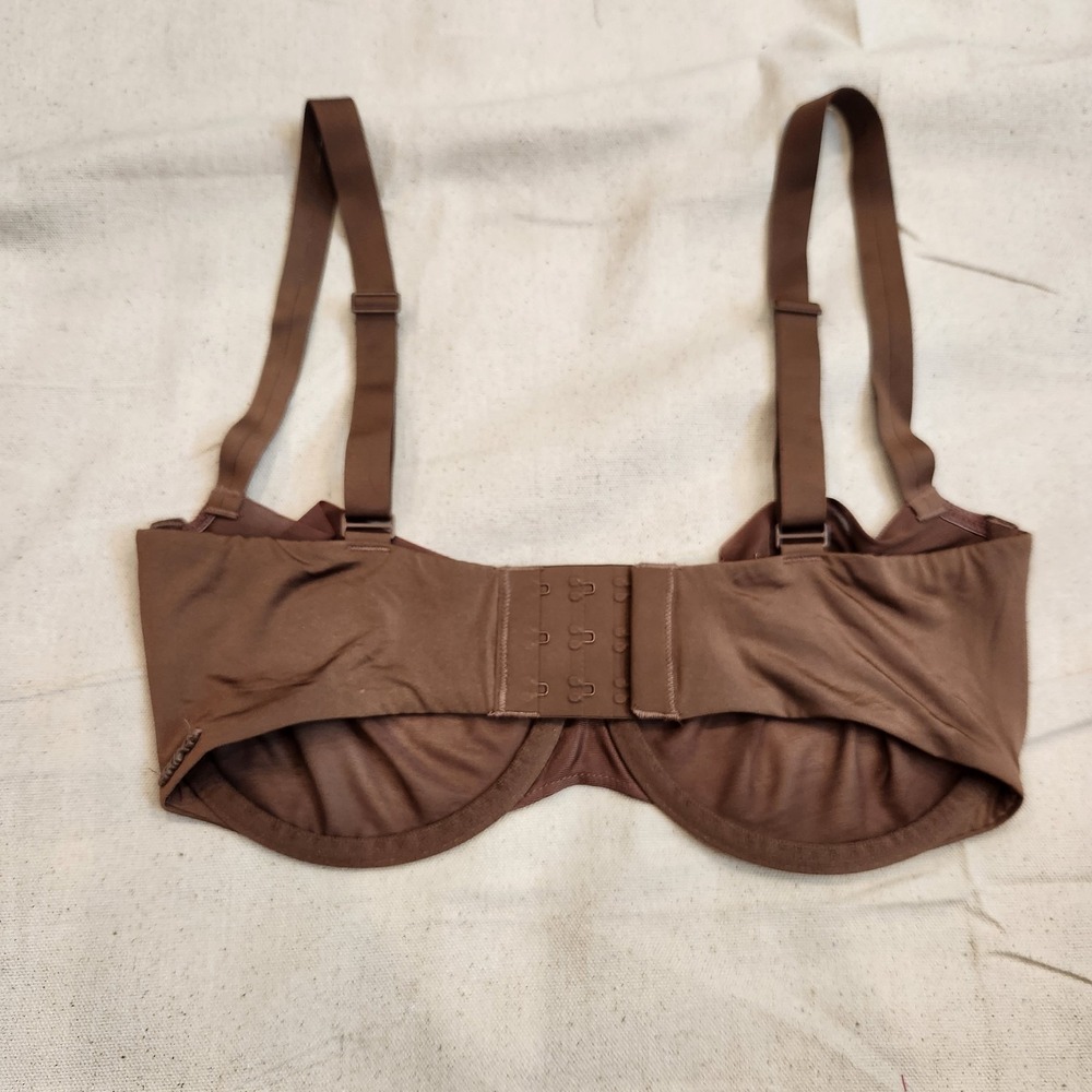 Skims Bra Balconette 32DD Cocoa Stretch Mesh Sheer Underwire Scoop Brown - Picture 3 of 6